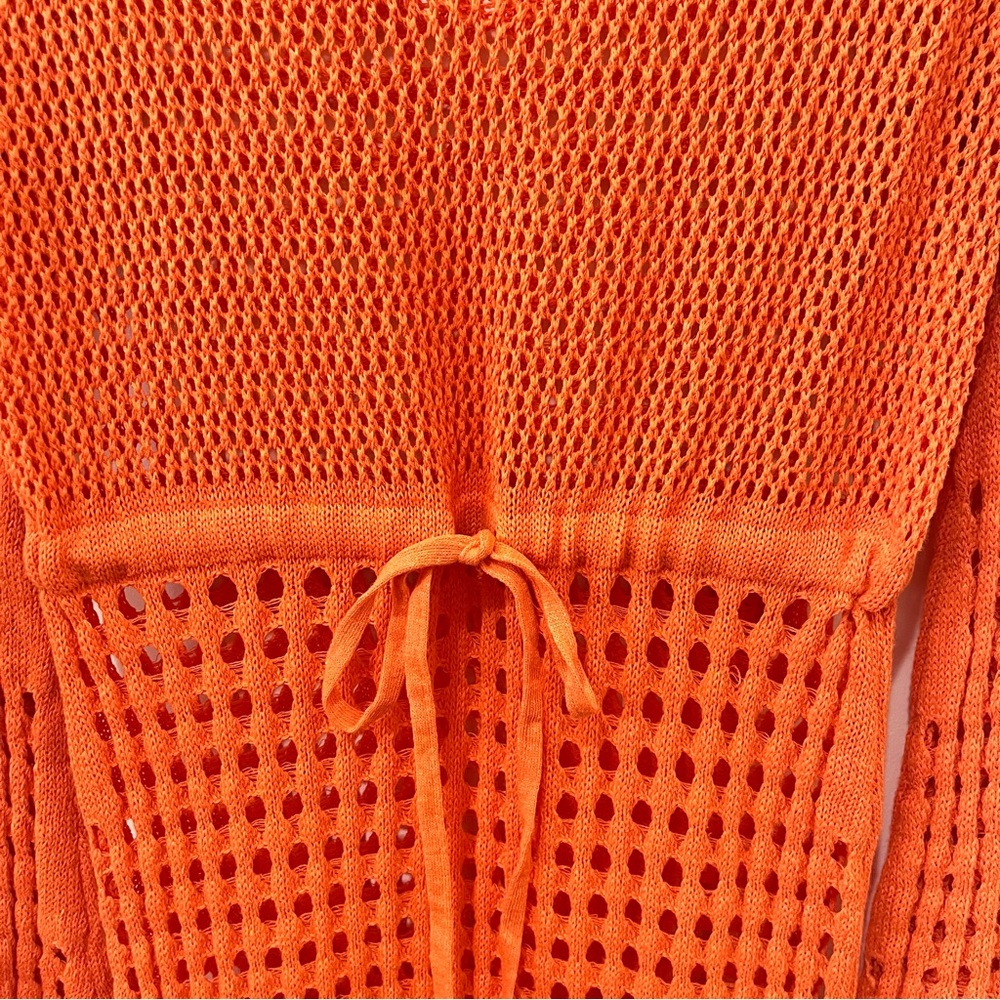 Zara Crochet Open Knit Maxi Dress Swim Coverup Orange Vacation Beachy Size Small - Picture 7 of 13